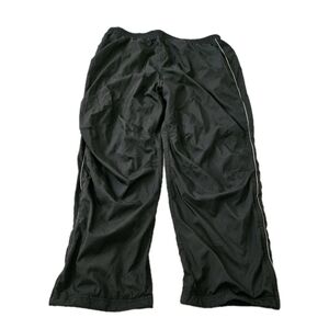 LL Bean Track Pants Men XXL Black Lined Pull-On Windbreaker Zip Ankle Reflective